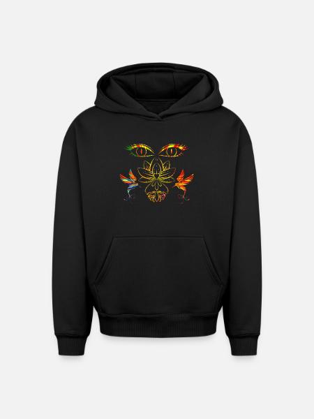 Zen face - Oversized Heavyweight Unisex Hoodie - black
