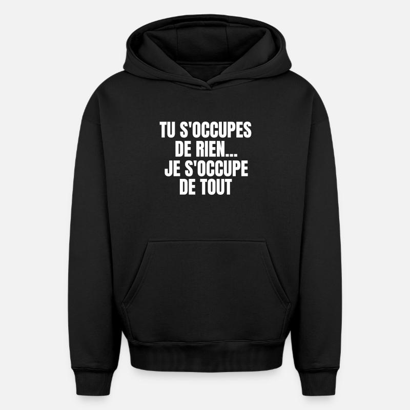 expression, langue française - Sweat à capuche unisexe oversize épais SPREAD - noir