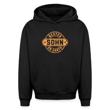 Meilleur fils - Sweat à capuche unisexe oversize épais SPREAD - noir - Devant - AI Model Female 172 light (172cm) & AI Model Male 185 light (185cm)