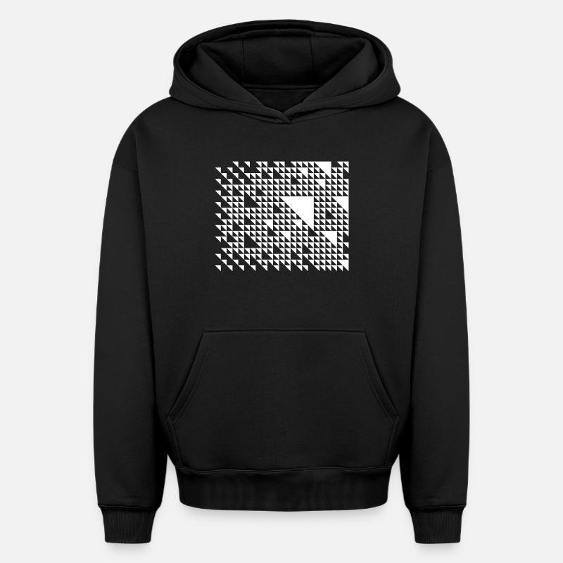 Triangular Mosaic Grid - Oversized Heavyweight Unisex Hoodie - black