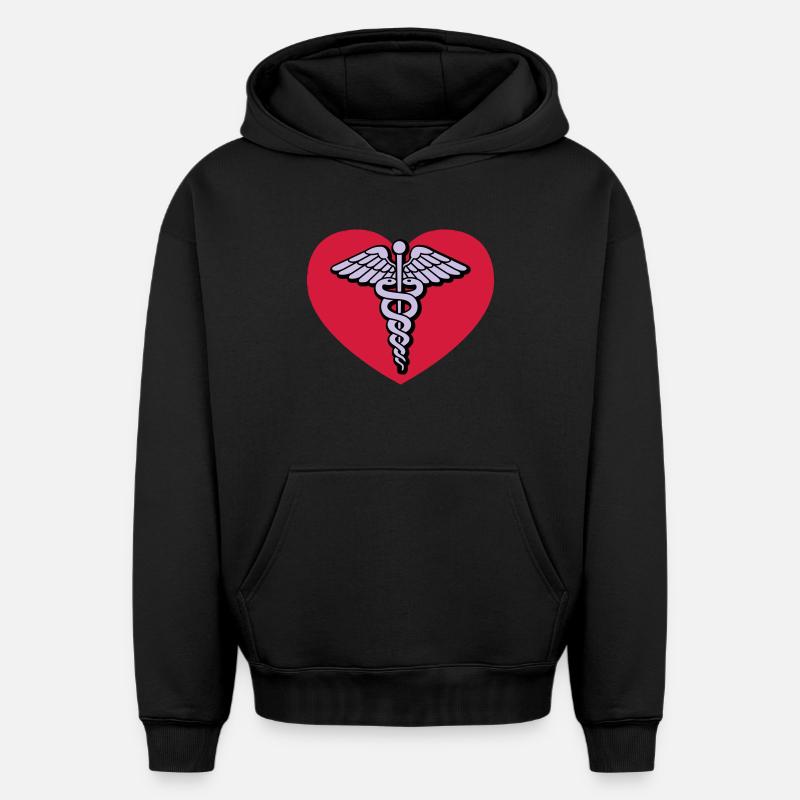 Docteur de l’amour - Sweat à capuche unisexe oversize épais SPREAD - noir