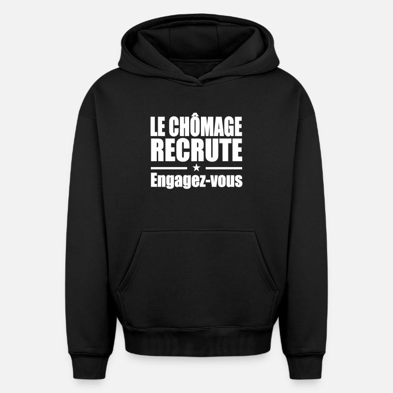 Le Chômage Engagez-vous - Sweat à capuche unisexe oversize épais SPREAD - noir