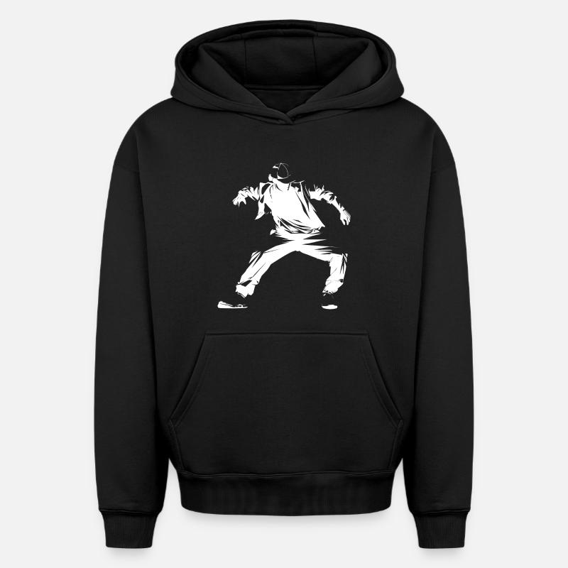 Graphismes Breakdancer - Sweat à capuche unisexe oversize épais SPREAD - noir
