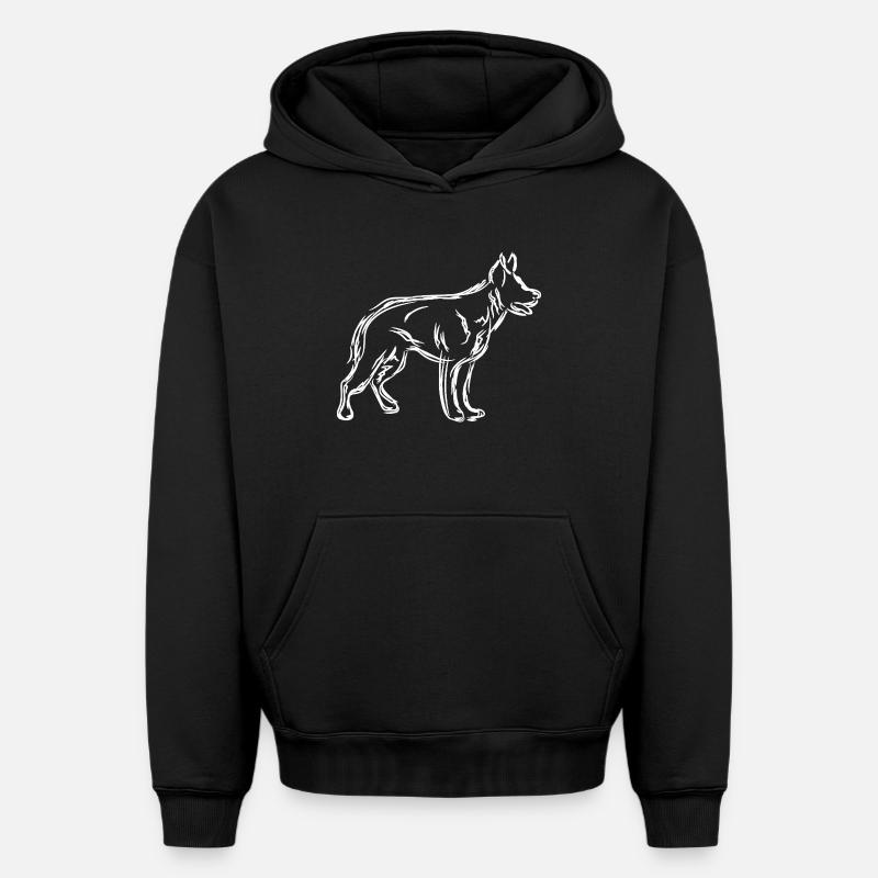 Chien de berger - Sweat à capuche unisexe oversize épais SPREAD - noir