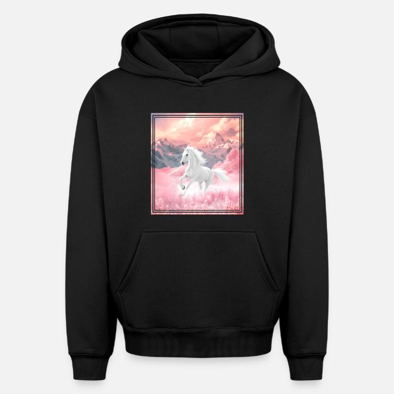 Cheval - Sweat à capuche unisexe oversize épais SPREAD - noir