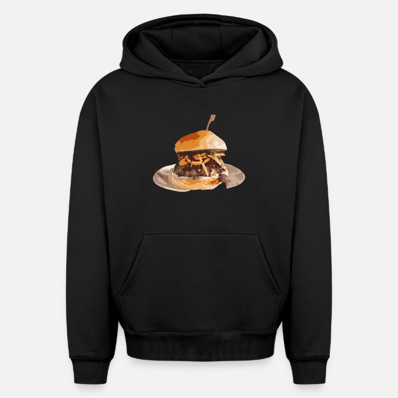 Burger Day - Sweat à capuche unisexe oversize épais SPREAD - noir