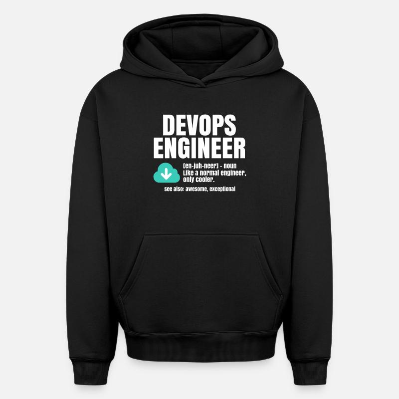 Devops Engineer - Oversized Heavyweight Unisex Hoodie - black