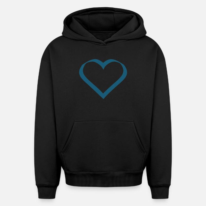 Saint-Valentin, Saint-Valentin, Saint-Valentin - Sweat à capuche unisexe oversize épais SPREAD - noir