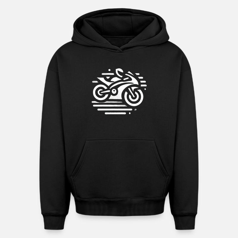 motorcycle - Sweat à capuche unisexe oversize épais SPREAD - noir