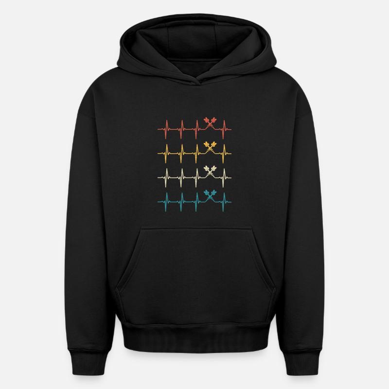Dart Heartbeat Rétro Darts Darter - Sweat à capuche unisexe oversize épais SPREAD - noir