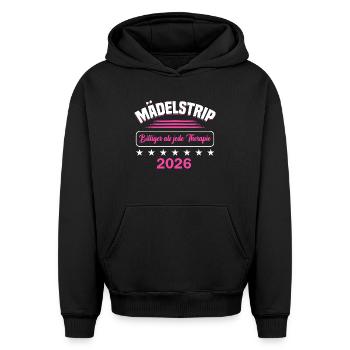 Girls' Trip 2026 Girls' Trip Girls' Tour Girls' Trip - Oversized Heavyweight Unisex Hoodie - black - Front - AI Model Female 172 light (172cm) & AI Model Male 185 light (185cm)
