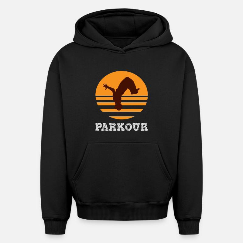 parkour - Sweat à capuche unisexe oversize épais SPREAD - noir