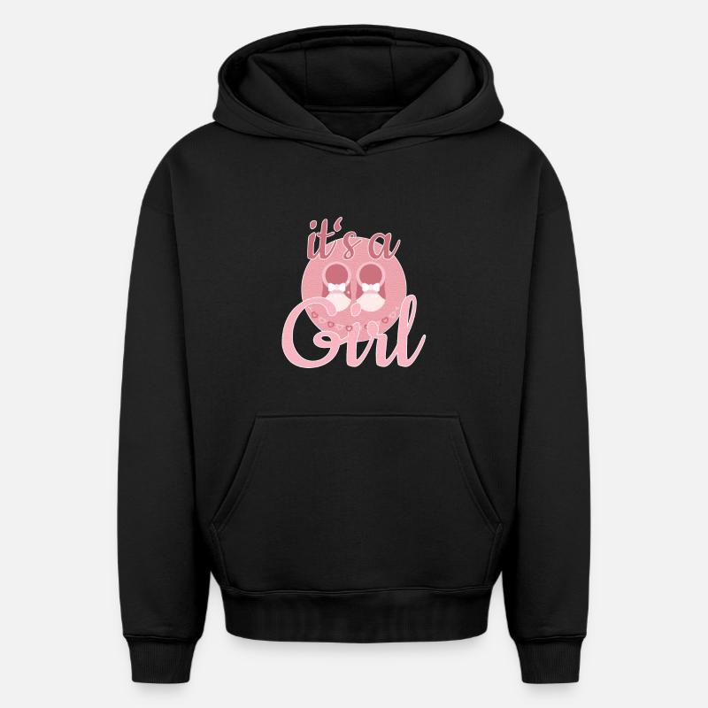 Cadeau Bébé Fille - Sweat à capuche unisexe oversize épais SPREAD - noir