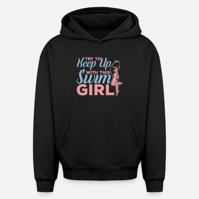 Nageur - Sweat à capuche unisexe oversize épais SPREAD - noir