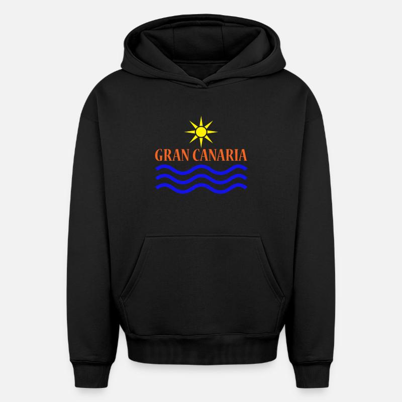GRAN CANARIA Soleil Eau - Sweat à capuche unisexe oversize épais SPREAD - noir
