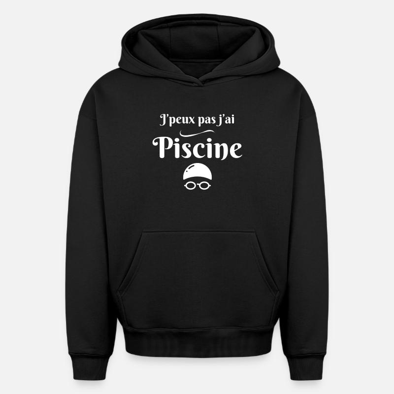 natation, nager, nageur - Sweat à capuche unisexe oversize épais SPREAD - noir