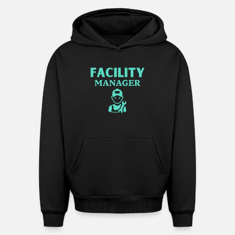 Gestionnaire d’installations - Sweat à capuche unisexe oversize épais SPREAD - noir