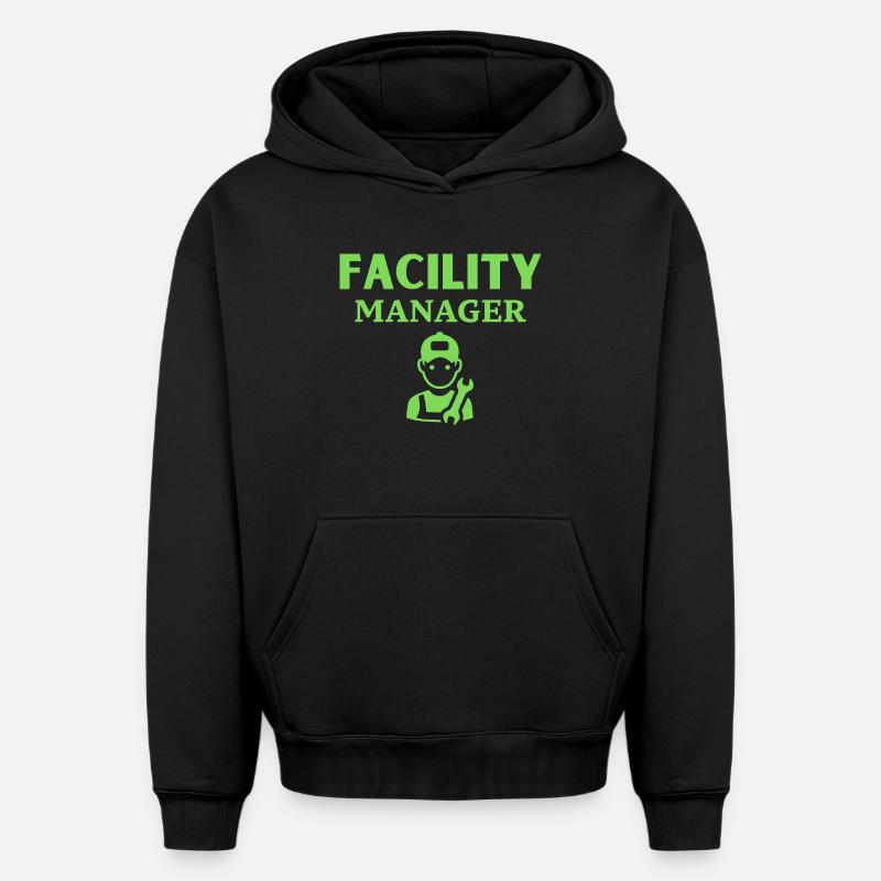 Gestionnaire d’installations - Sweat à capuche unisexe oversize épais SPREAD - noir