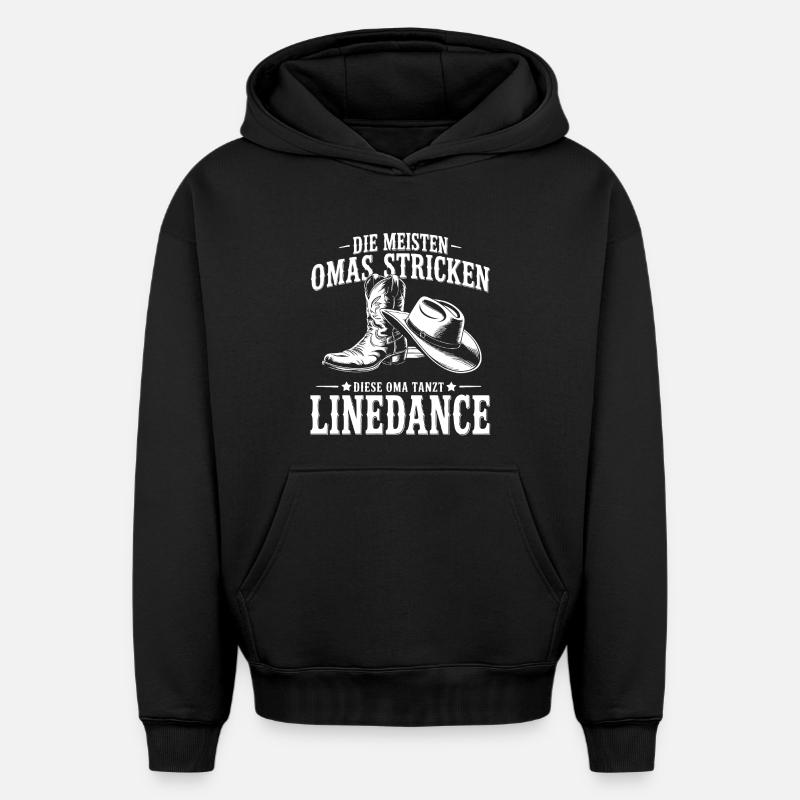 Grand-mère Dancing LineDance - Sweat à capuche unisexe oversize épais SPREAD - noir