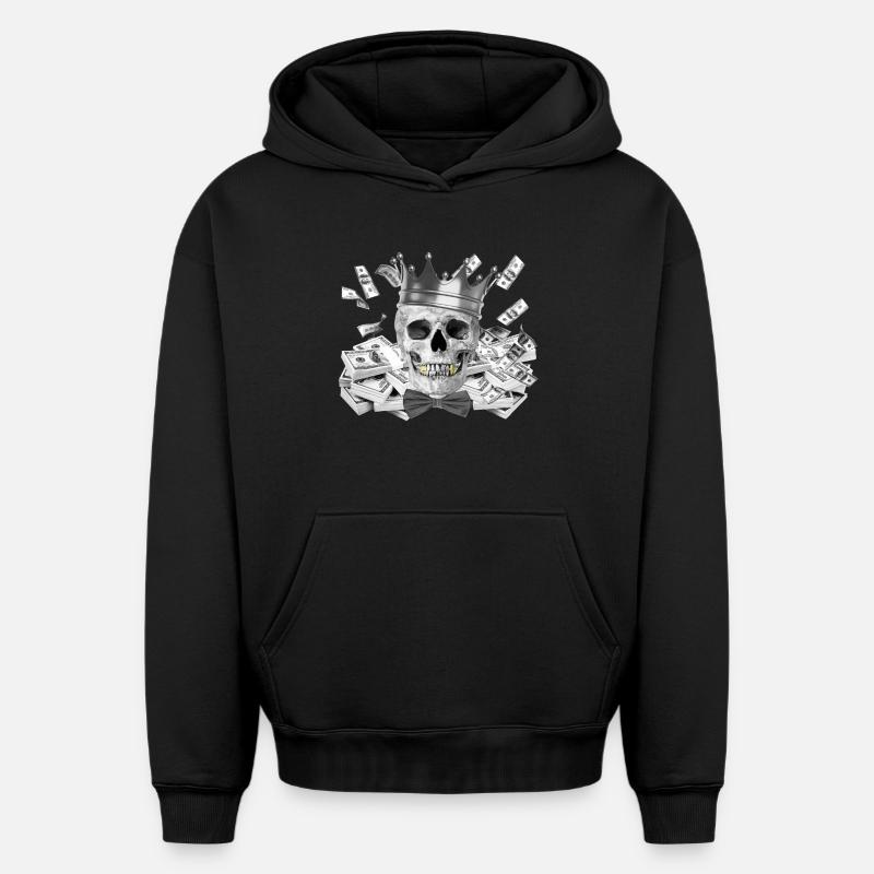 Tete de mort - Sweat à capuche unisexe oversize épais SPREAD - noir