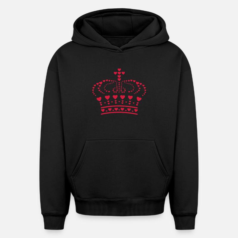 couronne - Sweat à capuche unisexe oversize épais SPREAD - noir