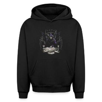 Alchemy England Aces of Death As De La Mort - Sweat à capuche unisexe oversize épais SPREAD - noir - Devant - AI Model Female 172 light (172cm) & AI Model Male 185 light (185cm)