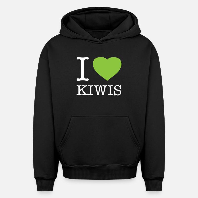 J’ADORE LE KIWI - Sweat à capuche unisexe oversize épais SPREAD - noir