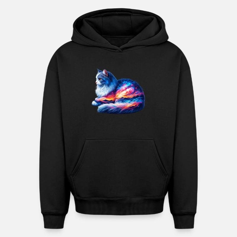Chat - Sweat à capuche unisexe oversize épais SPREAD - noir