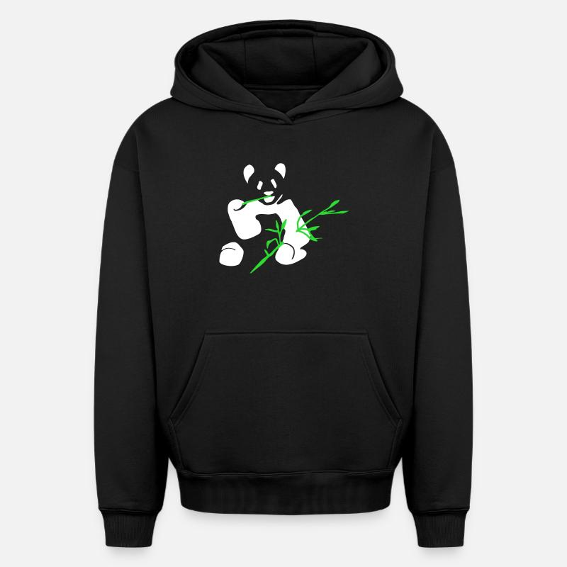Panda avec bambou - Sweat à capuche unisexe oversize épais SPREAD - noir