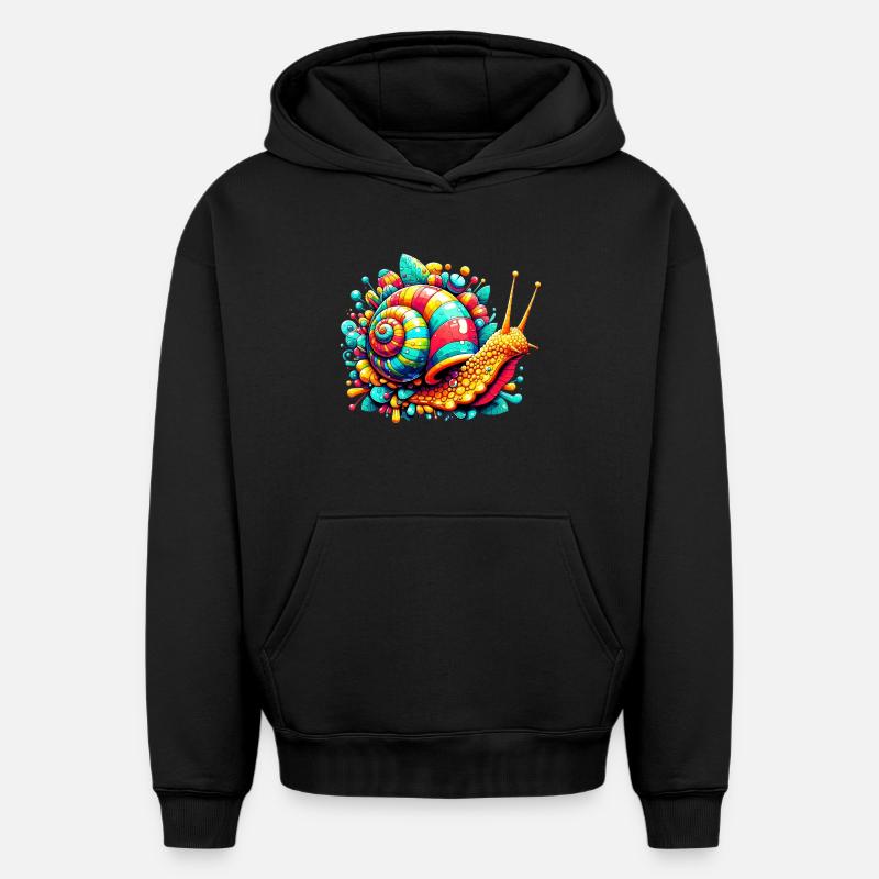Escargot - Sweat à capuche unisexe oversize épais SPREAD - noir