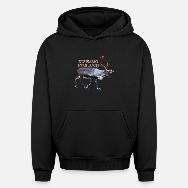 Kuusamo - Sweat à capuche unisexe oversize épais SPREAD - noir