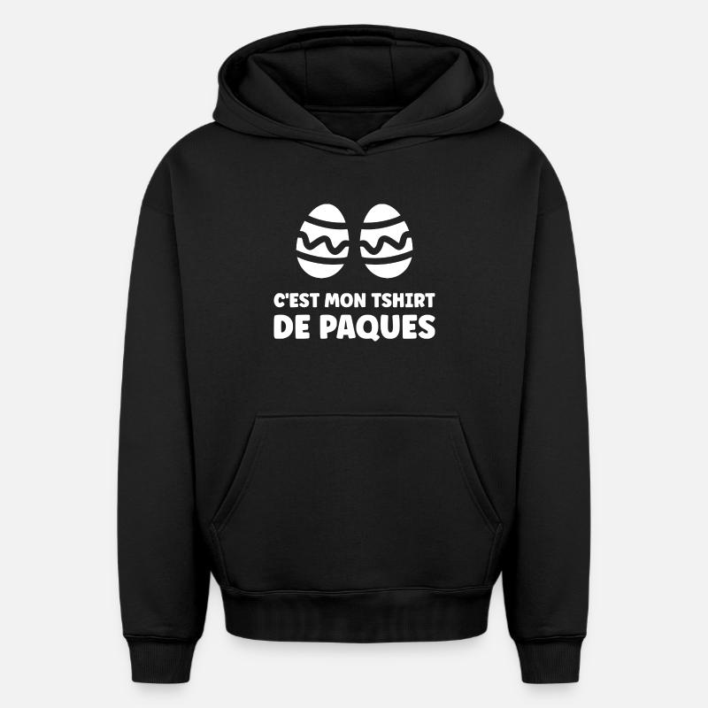 OEUFS DE PAQUES - Sweat à capuche unisexe oversize épais SPREAD - noir