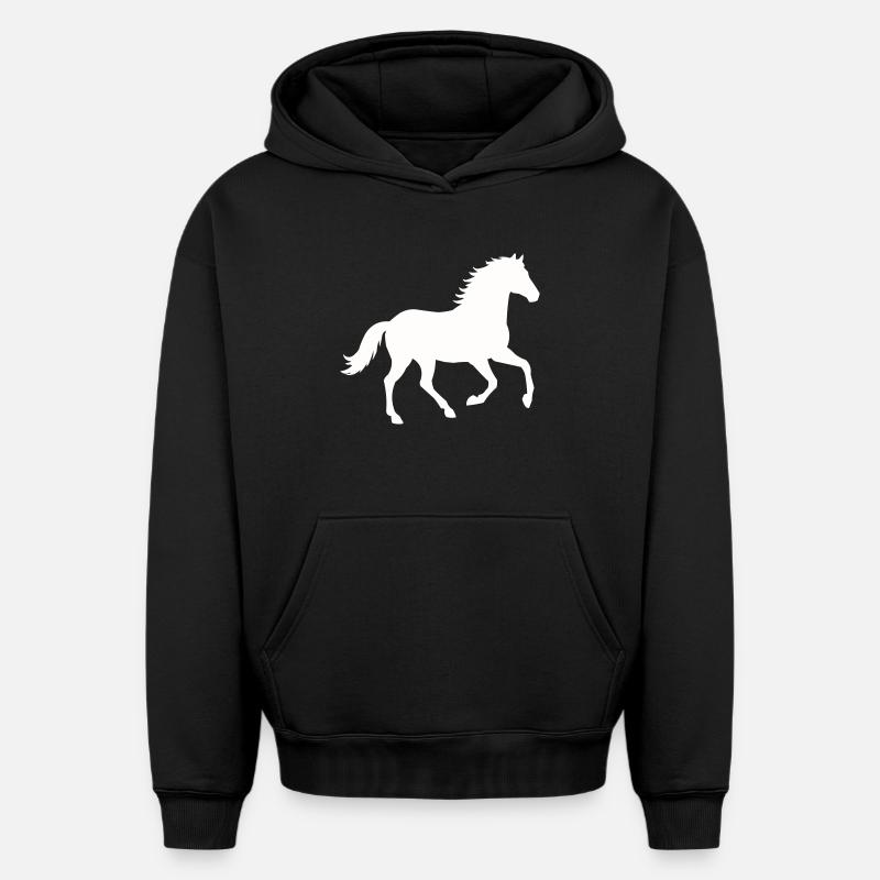 Silhouette d’un cheval sauvage - Sweat à capuche unisexe oversize épais SPREAD - noir