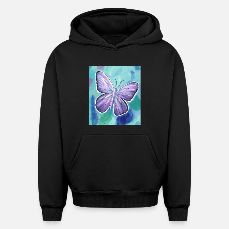 papillon - Sweat à capuche unisexe oversize épais SPREAD - noir