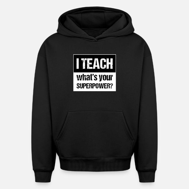 Et enseigner - Sweat à capuche unisexe oversize épais SPREAD - noir
