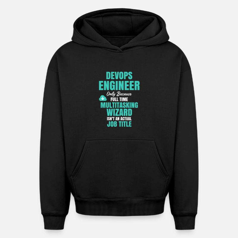 DevOps Engineer Multitasking Wizard - Oversized Heavyweight Unisex Hoodie - black