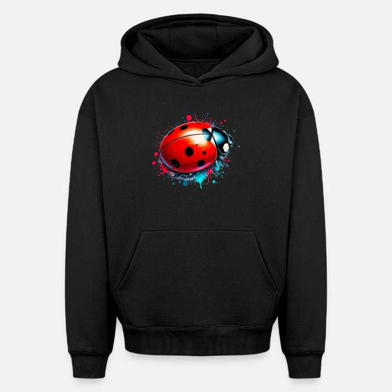 Coccinelle - Sweat à capuche unisexe oversize épais SPREAD - noir