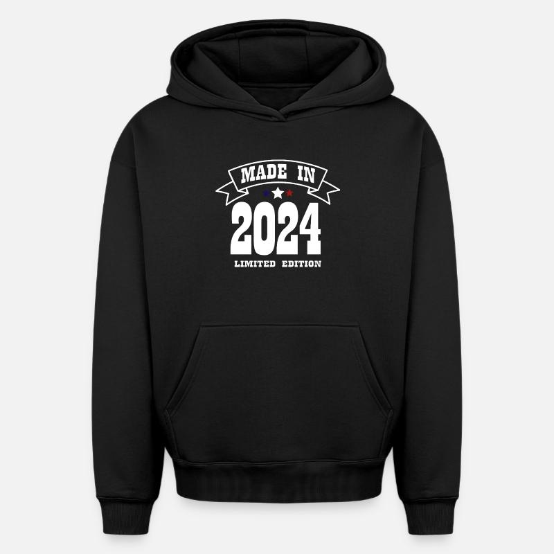 Edition Limitée Made in 2024 BLEU BLANC ROUGE - Sweat à capuche unisexe oversize épais SPREAD - noir