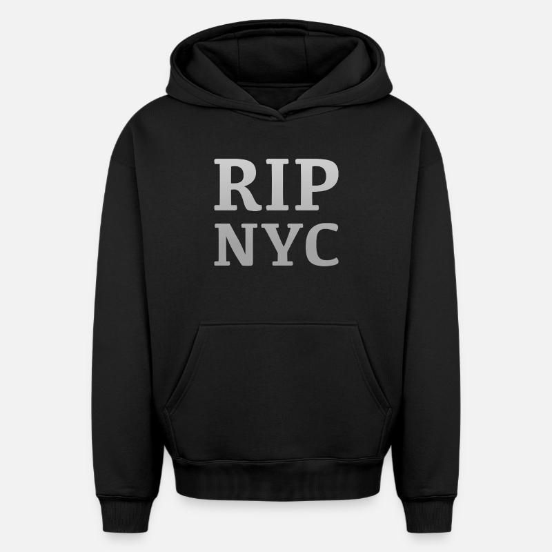 RIP NYC Design monochrome - Sweat à capuche unisexe oversize épais SPREAD - noir