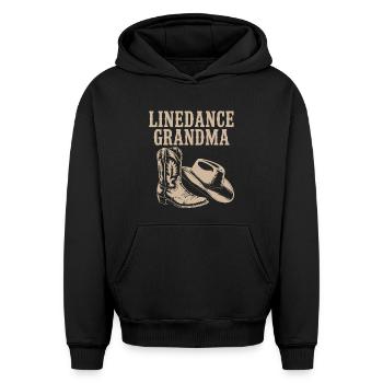 Chapeau de bottes de grand-mère en ligne - Sweat à capuche unisexe oversize épais SPREAD - noir - Devant - AI Model Female 172 light (172cm) & AI Model Male 185 light (185cm)