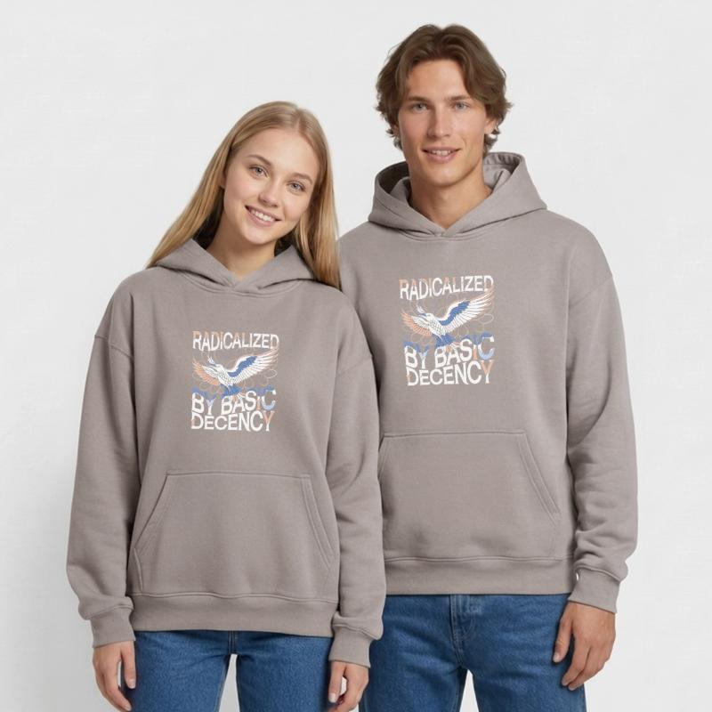 Radicalized by Basic Decency Statement Kunst Oversized Heavyweight Unisex Hoodie