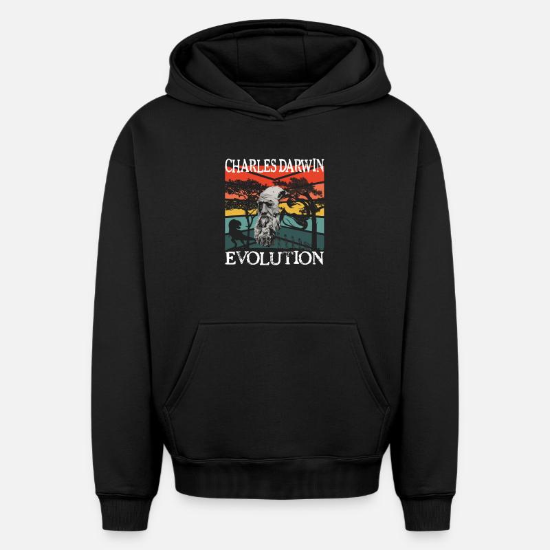 Charles Darwin Evolution textile Geschenkidee - Oversized Heavyweight Unisex Hoodie - Schwarz