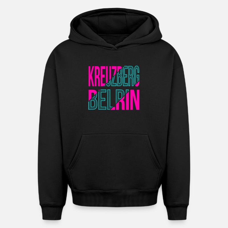 Design du Kreuzberg Berlin - Sweat à capuche unisexe oversize épais SPREAD - noir