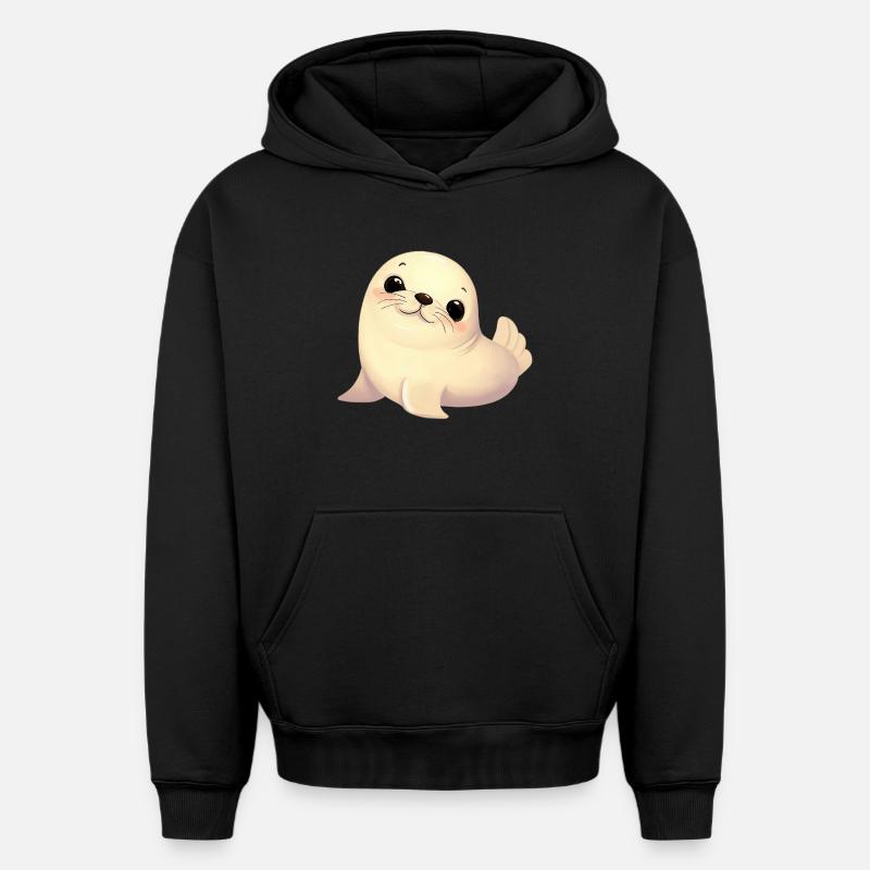 Phoque - Sweat à capuche unisexe oversize épais SPREAD - noir