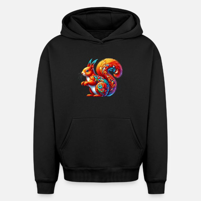 Écureuil - Sweat à capuche unisexe oversize épais SPREAD - noir