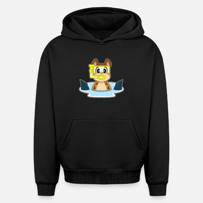 Plongeon de plongée de suricate plongeon de nage - Sweat à capuche unisexe oversize épais SPREAD - noir