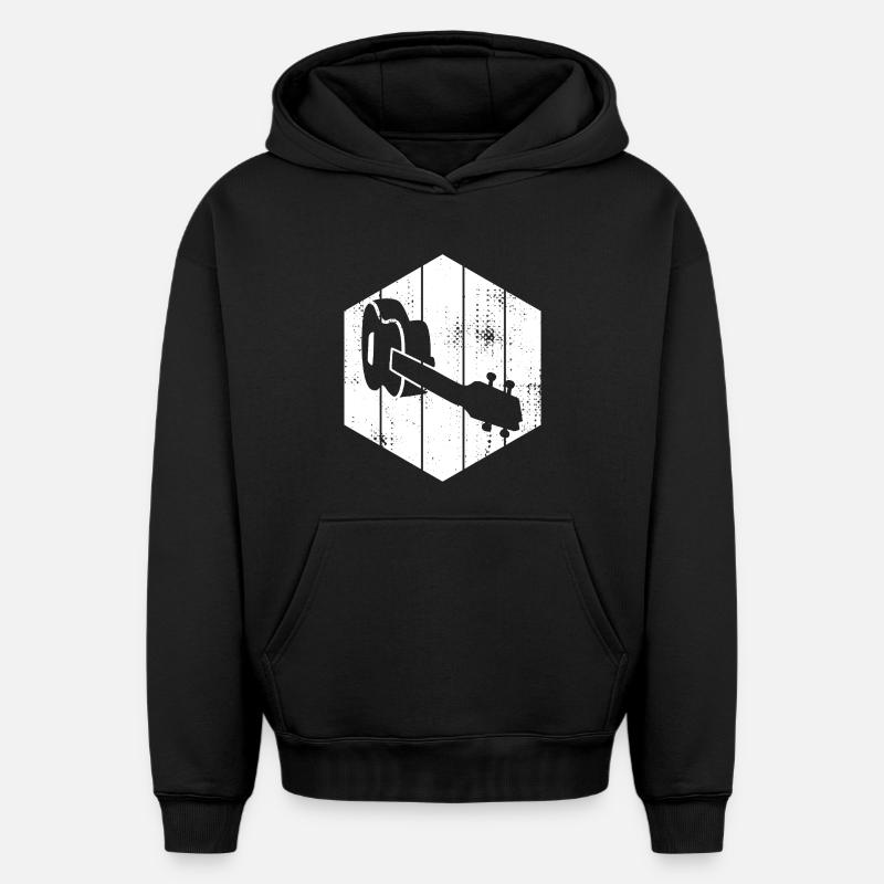 Dessin de ukulélé - Sweat à capuche unisexe oversize épais SPREAD - noir