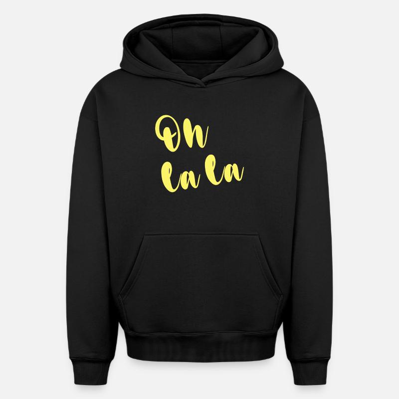 OH LA LA - Sweat à capuche unisexe oversize épais SPREAD - noir