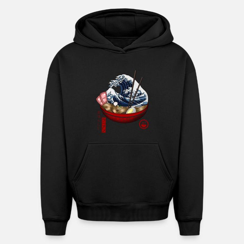 super ramen - Sweat à capuche unisexe oversize épais SPREAD - noir