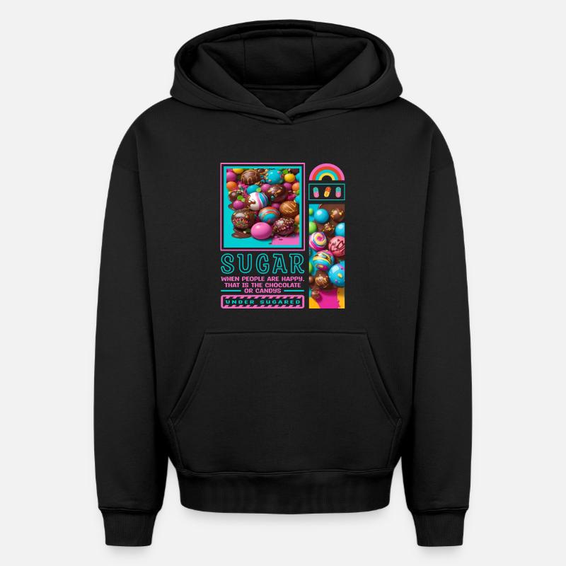Sugar Man - Sweat à capuche unisexe oversize épais SPREAD - noir